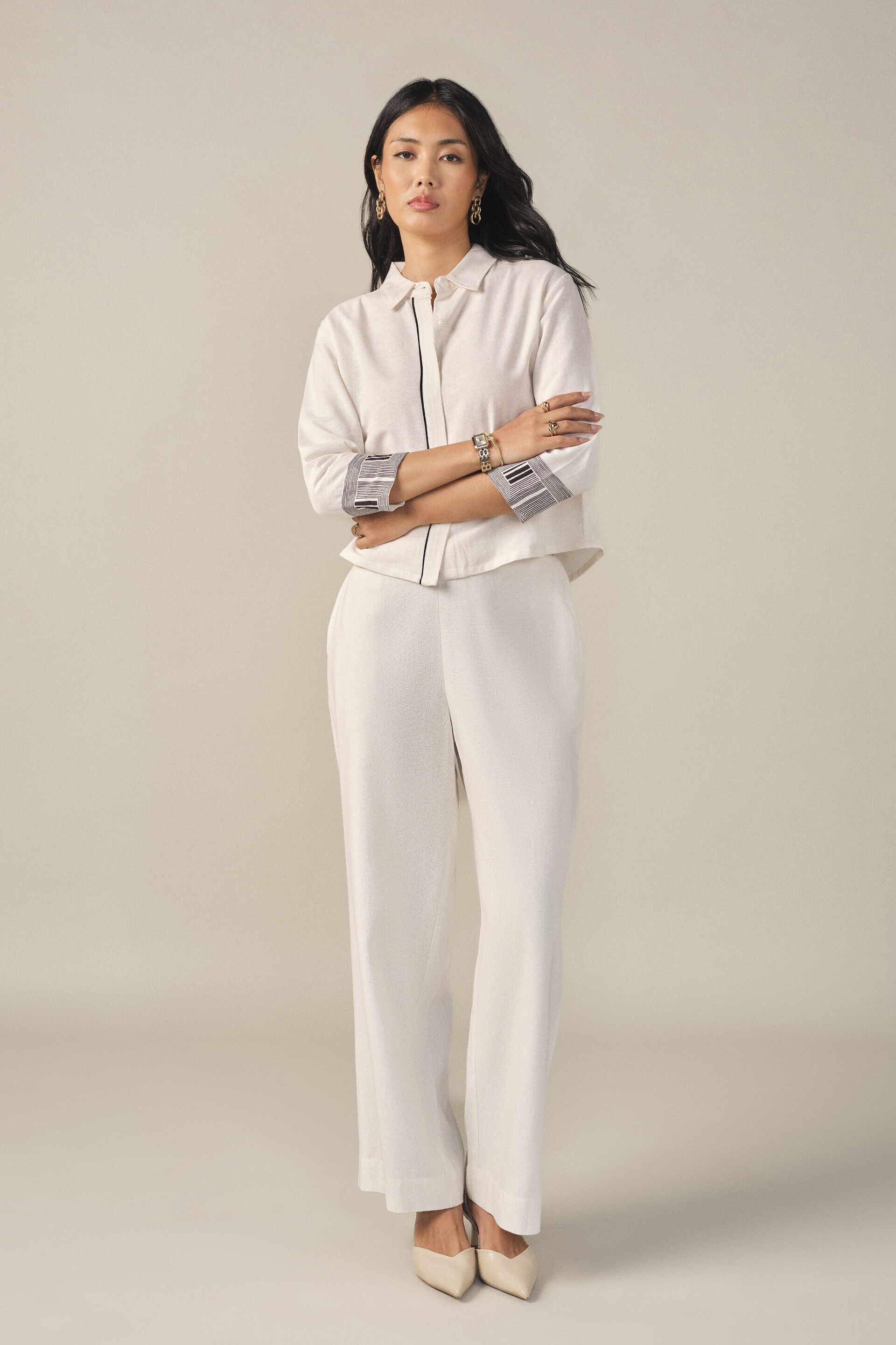 Printed Shirt in Beige, Beige, image 4